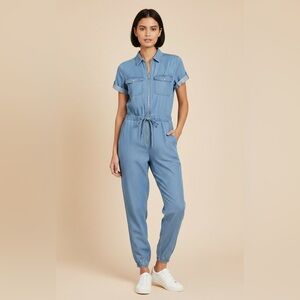Helium London Women’s Jumpsuit/Romper Short Sleeve Blue Jeans Size Medium